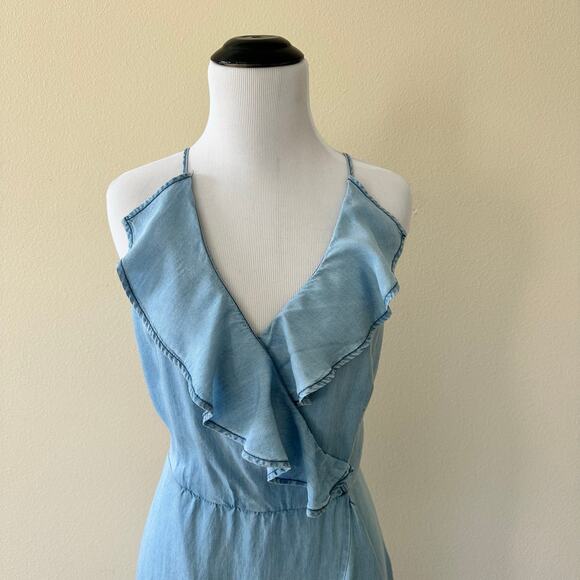 2Bella Blue Ruffled Edge Tencel Knee Length Dress Size Medium - Picture 1 of 13